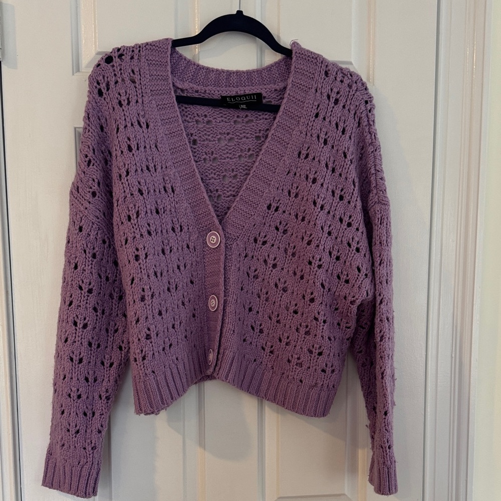 Eloquii Purple Women's Cardigan